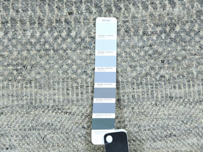 Modern / Contemporary hand-knotted wool runner in Gray, 2'6" x 12'4", SKU O079887