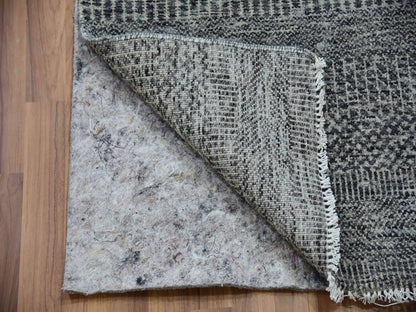 Grey 2'5" x 30'1" Modern / Contemporary Hand knotted Wool Rug - Sku: O079888