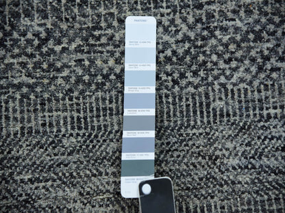 Grey 2'5" x 30'1" Modern / Contemporary Hand knotted Wool Rug - Sku: O079888