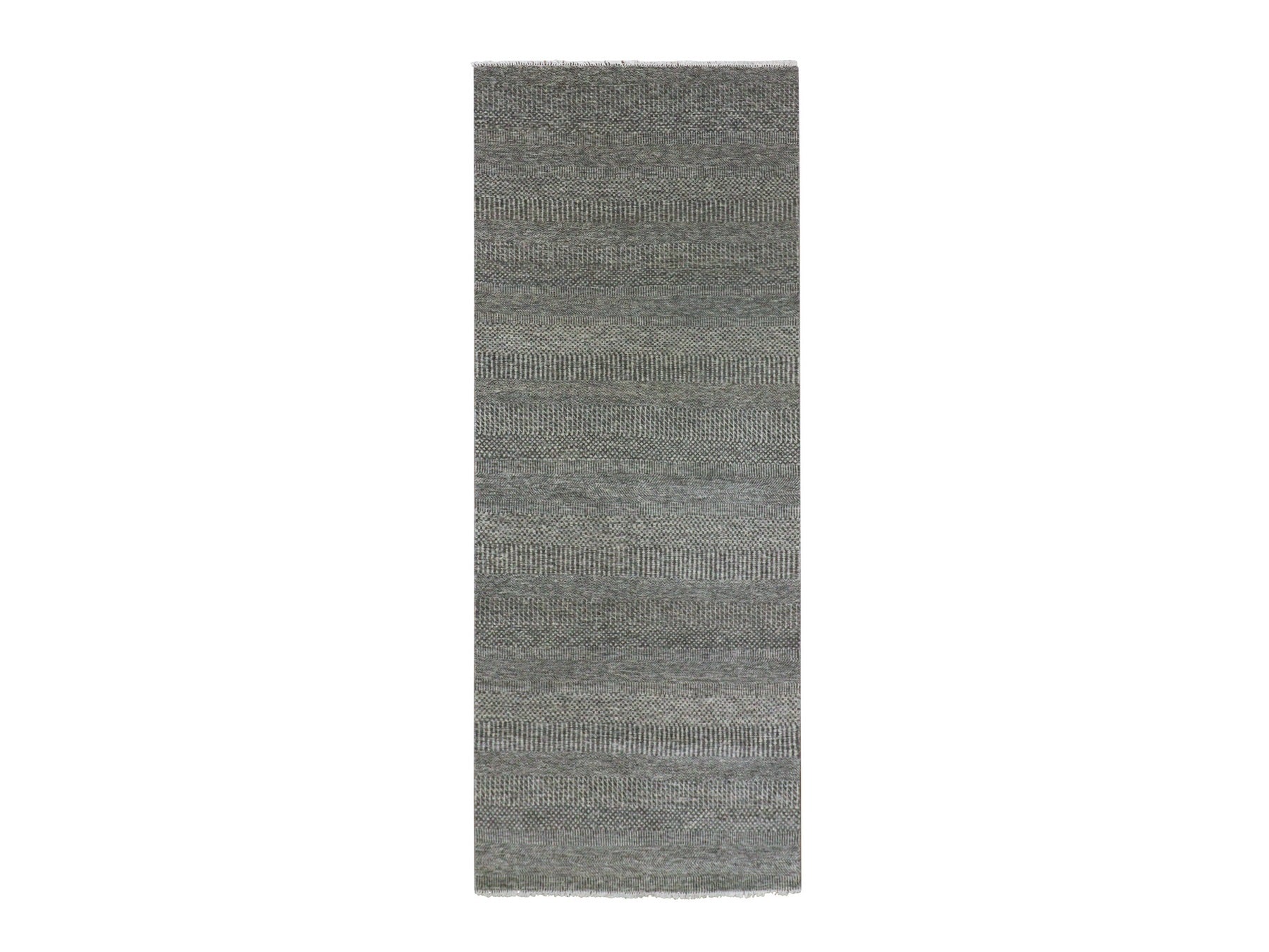 Gray 4'0" x 10'2" Modern / Contemporary Hand knotted Wool Rug - Sku: O079889