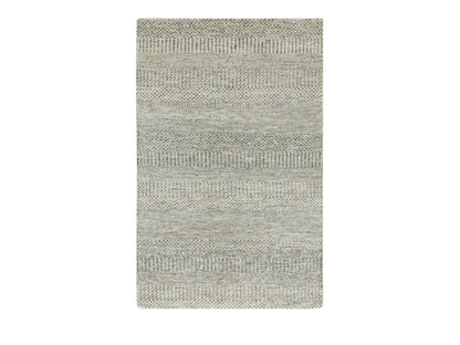 Grey 3'0" x 5'2" Modern / Contemporary Hand knotted Wool Rug - Sku: O079891
