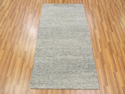 Grey 3'0" x 5'2" Modern / Contemporary Hand knotted Wool Rug - Sku: O079891