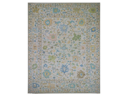 Ivory 12'4" x 14'10" Oushak And Peshawar Hand knotted Wool Rug - Sku: O079897