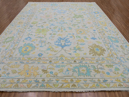 Ivory 12'4" x 14'10" Oushak And Peshawar Hand knotted Wool Rug - Sku: O079897