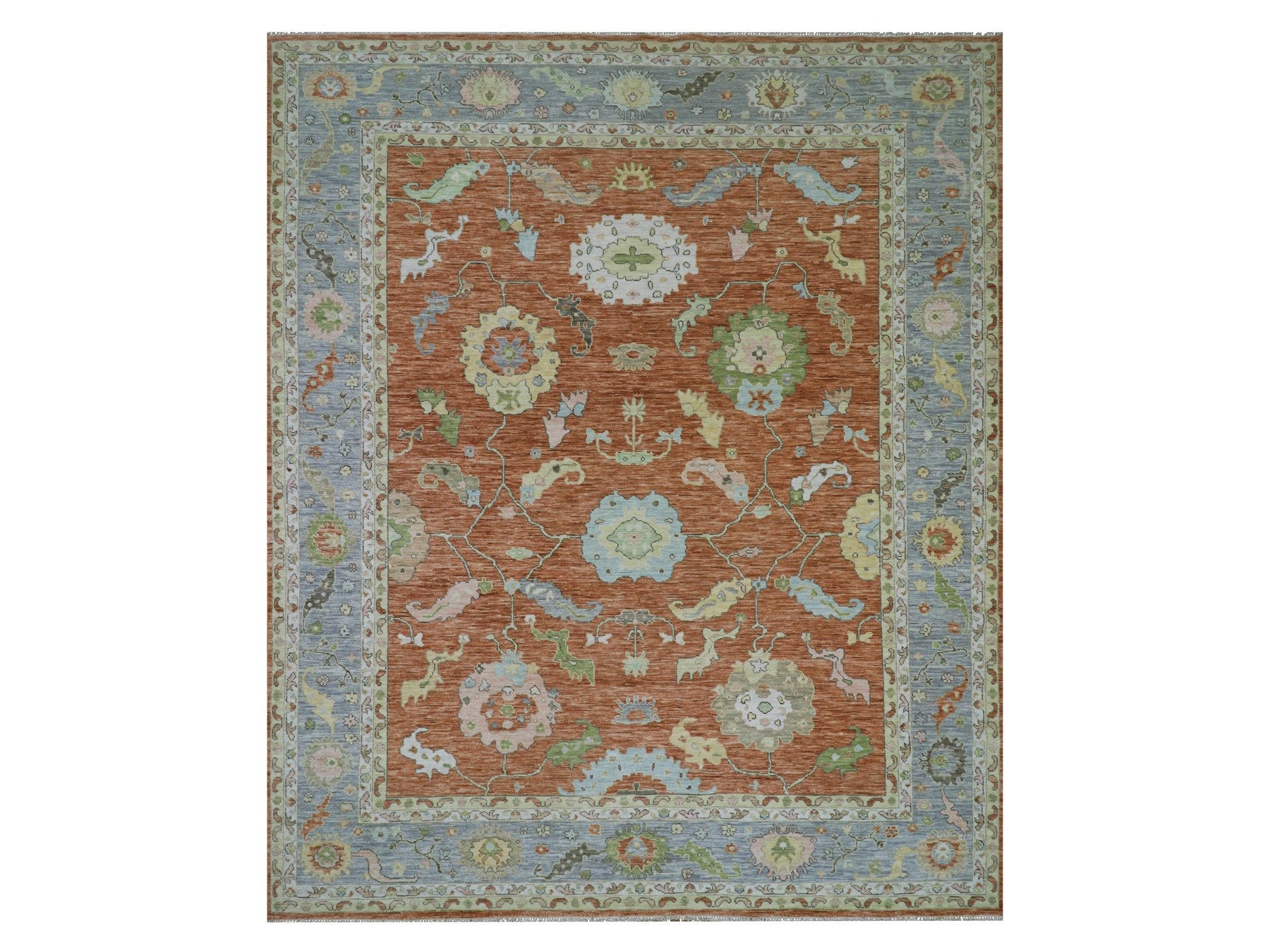 Oushak hand-knotted wool rug in Red, 12'1" x 4'7", SKU O079901