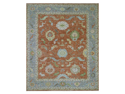 Red 12'1" x 4'7" Oushak / Peshawar Hand knotted Wool Rug - Sku: O079901