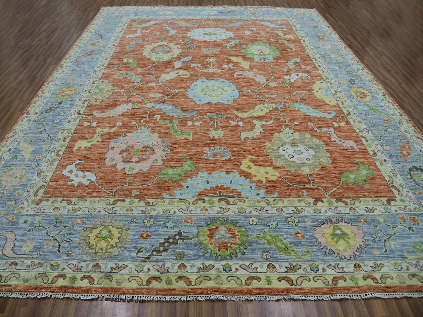 Oushak hand-knotted wool rug in Red, 12'1" x 4'7", SKU O079901