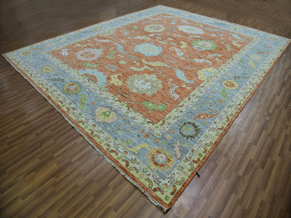 Red 12'1" x 4'7" Oushak / Peshawar Hand knotted Wool Rug - Sku: O079901