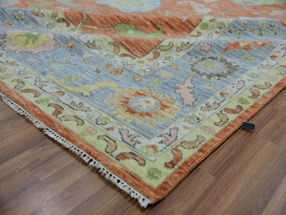 Red 12'1" x 4'7" Oushak / Peshawar Hand knotted Wool Rug - Sku: O079901