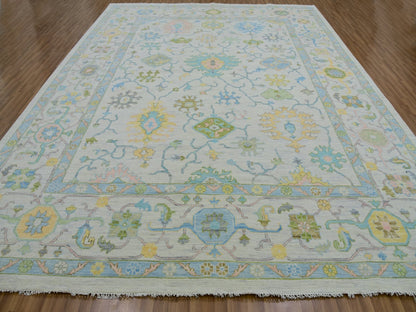 Ivory 12'2" x 15'0" Oushak And Peshawar Hand knotted Wool Rug - Sku: O079904