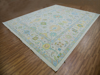 Ivory 12'2" x 15'0" Oushak And Peshawar Hand knotted Wool Rug - Sku: O079904