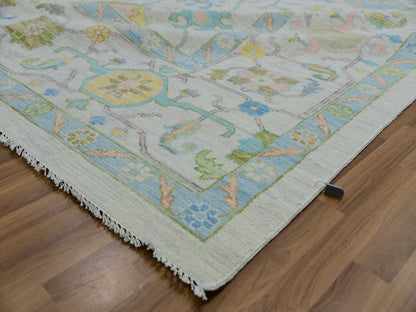 Ivory 12'2" x 15'0" Oushak And Peshawar Hand knotted Wool Rug - Sku: O079904