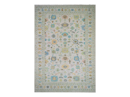 Ivory 12'2" x 17'10" Oushak And Peshawar Hand knotted Wool Rug - Sku: O079907