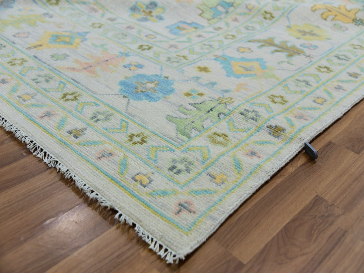 Oushak hand-knotted wool rug in Ivory, 12'2" x 17'10", SKU O079907