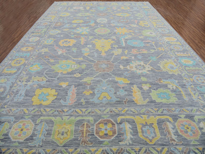 Grey 12'2" x 18'0" Oushak And Peshawar Hand knotted Wool Rug - Sku: O079910