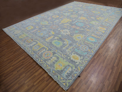 Oushak hand-knotted wool rug in Gray, 12'2" x 18'0", SKU O079910