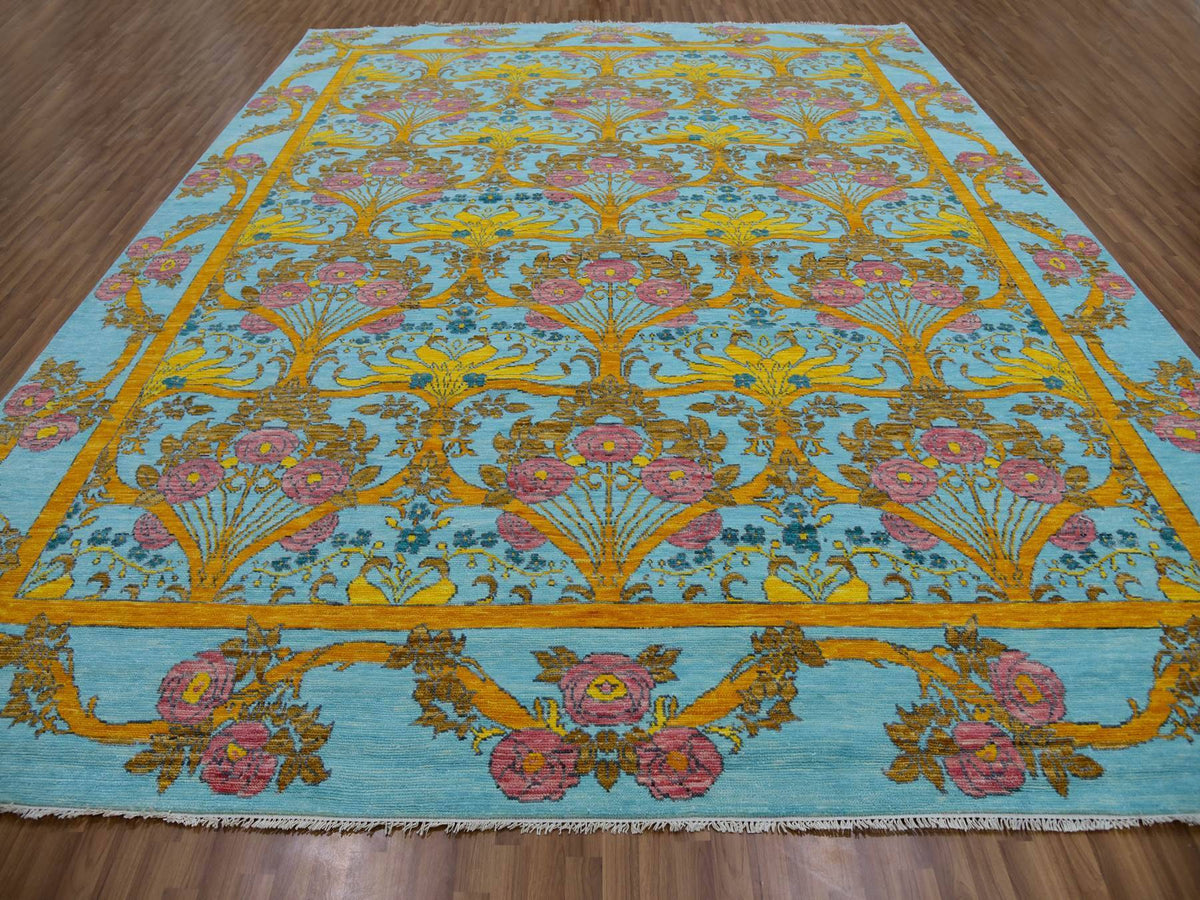 Traditional hand-knotted wool rug in Blue, 12'2" x 14'9", SKU O079911