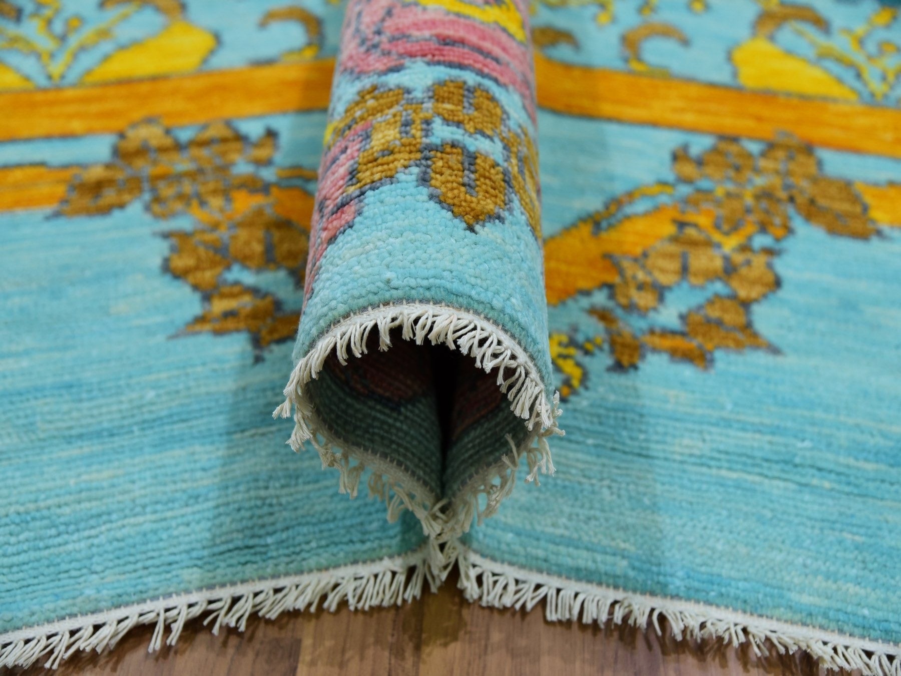 Traditional hand-knotted wool rug in Blue, 12'2" x 14'9", SKU O079911