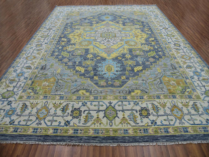 Grey 11'10" x 14'9" Traditional Hand knotted Wool Rug - Sku: O079912