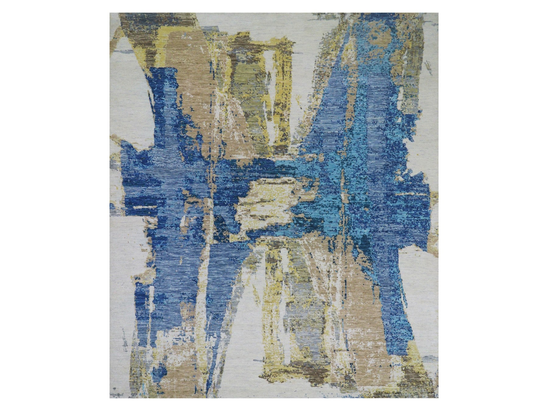Modern / Contemporary hand-knotted wool rug in Ivory, 12'1" x 13'10", SKU O079915