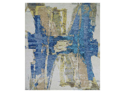 Modern / Contemporary hand-knotted wool rug in Ivory, 12'1" x 13'10", SKU O079915