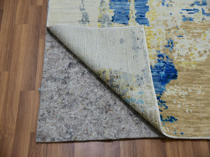Modern / Contemporary hand-knotted wool rug in Ivory, 12'1" x 13'10", SKU O079915