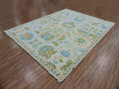 Ivory 8'1" x 10'4" Oushak And Peshawar Hand knotted Wool Rug - Sku: O079919