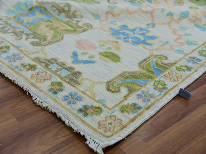 Ivory 8'1" x 10'4" Oushak And Peshawar Hand knotted Wool Rug - Sku: O079919
