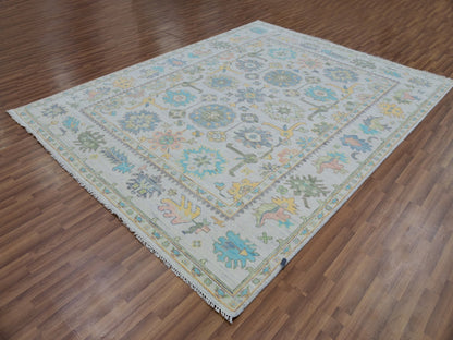 Ivory 8'0" x 10'3" Oushak And Peshawar Hand knotted Wool Rug - Sku: O079922