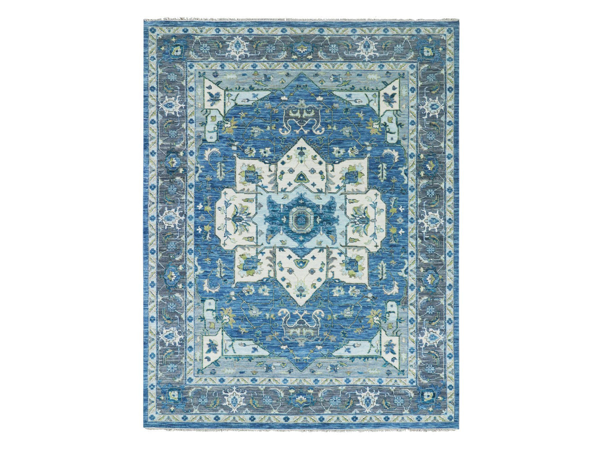 Heriz Traditional hand-knotted wool rug in Blue, 9'2" x 12'0", SKU O079928