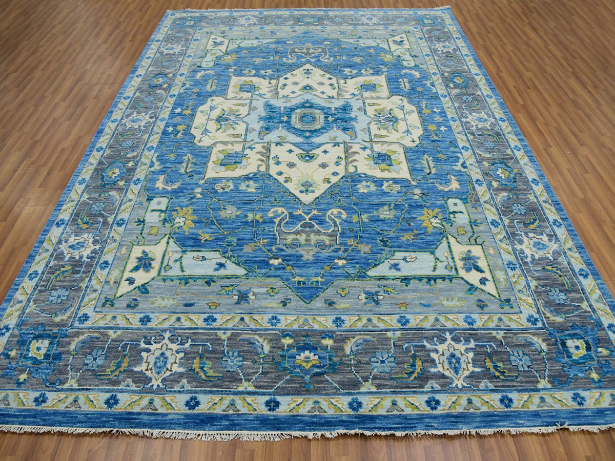 Heriz Traditional hand-knotted wool rug in Blue, 9'2" x 12'0", SKU O079928