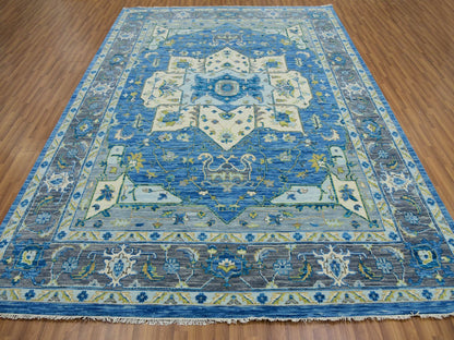 Heriz Traditional hand-knotted wool rug in Blue, 9'2" x 12'0", SKU O079928