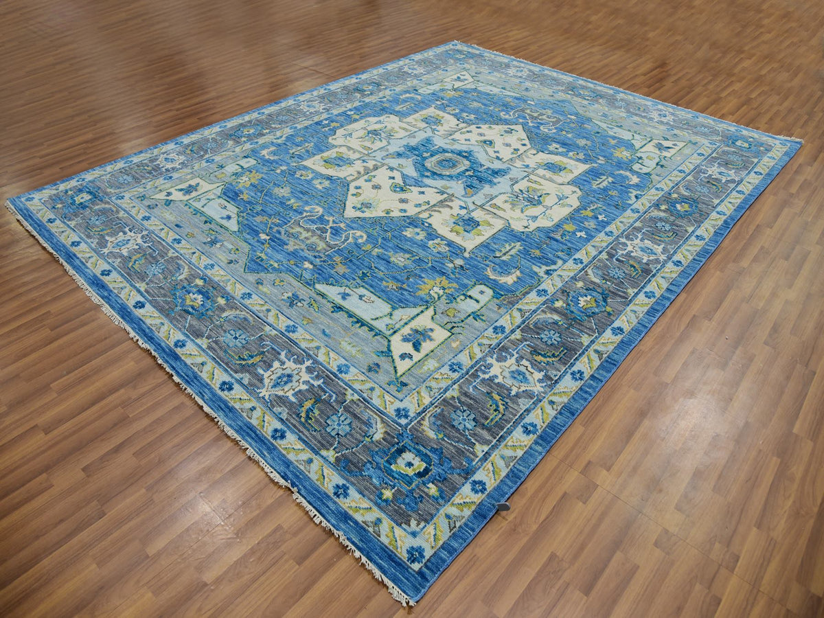 Heriz Traditional hand-knotted wool rug in Blue, 9'2" x 12'0", SKU O079928