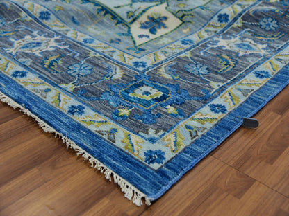 Blue 9'2" x 12'0" Heriz Hand knotted Wool Rug - Sku: O079928