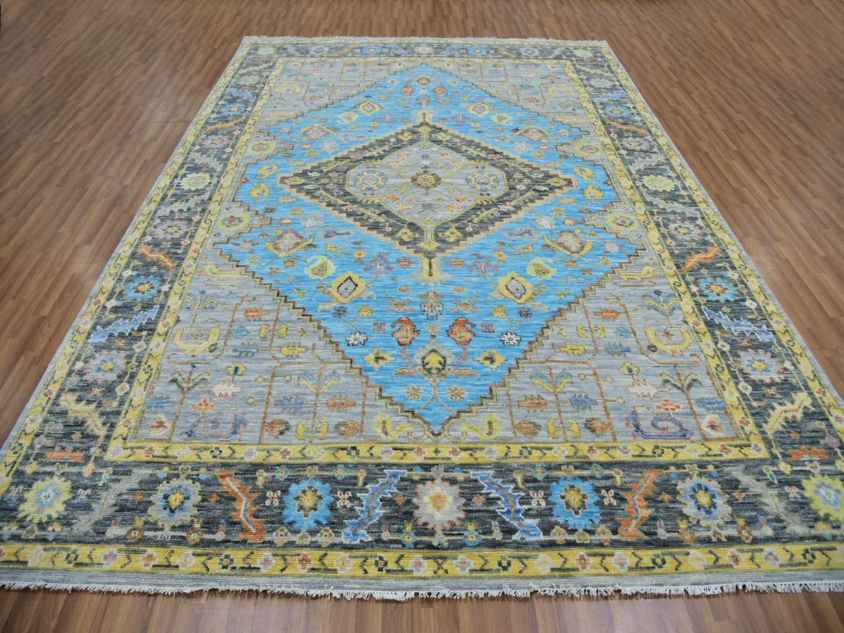 Heriz Traditional hand-knotted wool rug in Blue, 9'3" x 12'5", SKU O079933