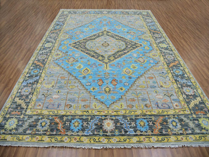 Heriz Traditional hand-knotted wool rug in Blue, 9'3" x 12'5", SKU O079933