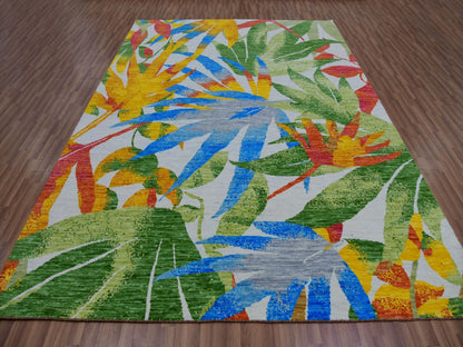 Ivory 9'0" x 12'3" Modern and Contemporary Hand knotted Wool Rug - Sku: O079936