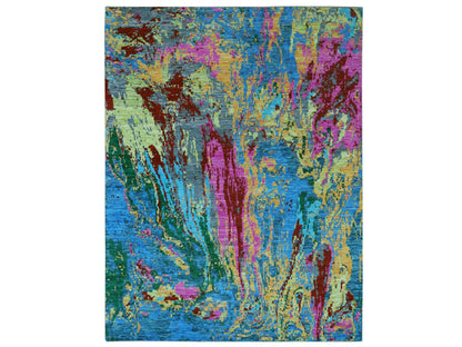 Modern / Contemporary hand-knotted wool rug in Blue, 9'0" x 11'9", SKU O079937