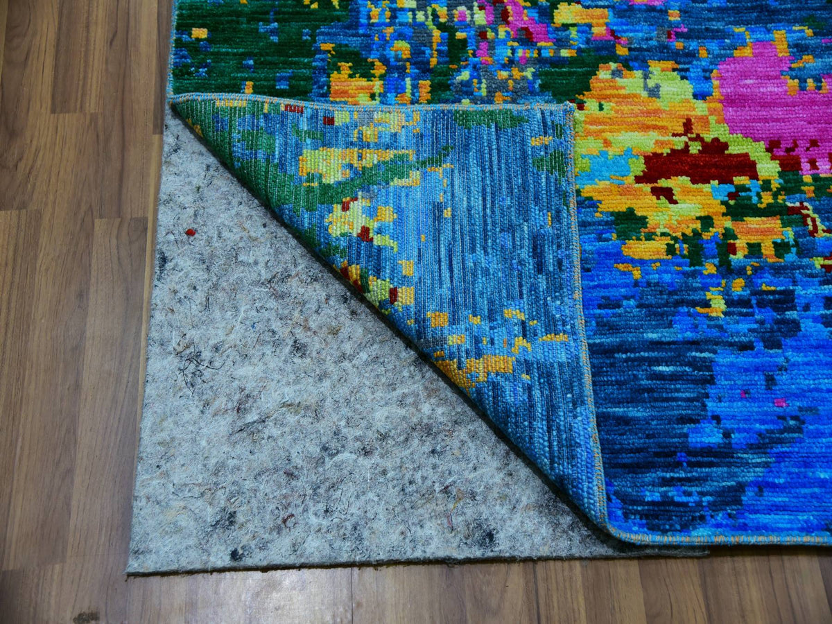 Modern / Contemporary hand-knotted wool rug in Blue, 9'0" x 11'9", SKU O079937