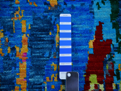 Modern / Contemporary hand-knotted wool rug in Blue, 9'0" x 11'9", SKU O079937
