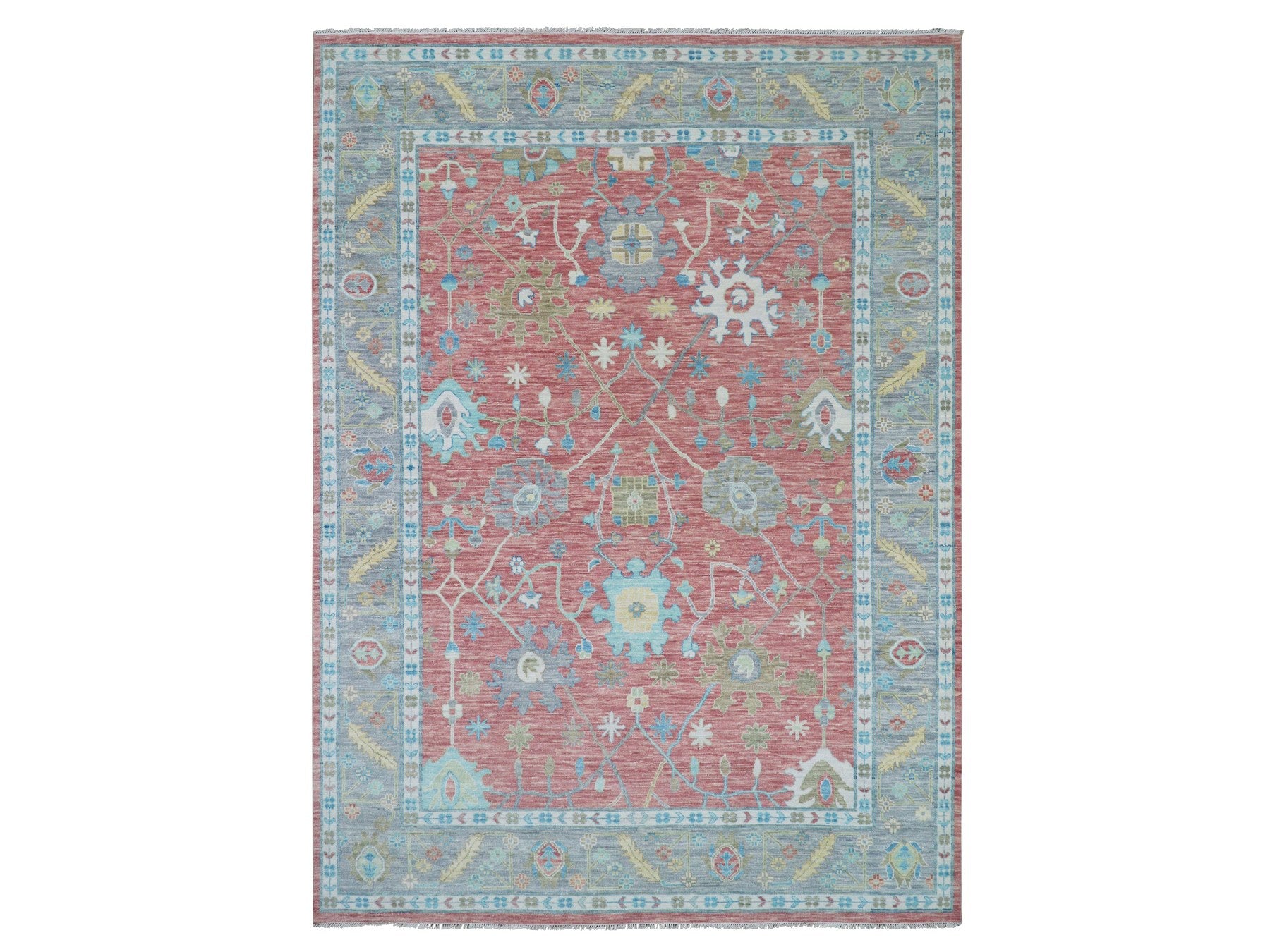 Oushak hand-knotted wool rug in Pink, 10'1" x 14'0", SKU O079939