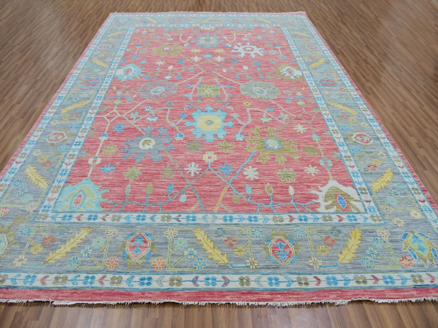 Oushak hand-knotted wool rug in Pink, 10'1" x 14'0", SKU O079939