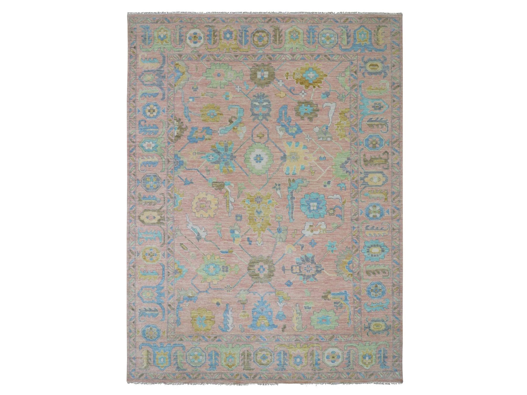 Pink 10'1" x 13'9" Oushak And Peshawar Hand knotted Wool Rug - Sku: O079941