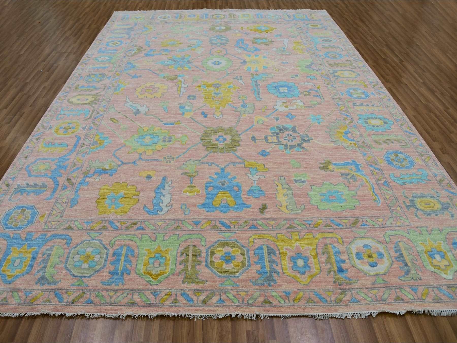 Pink 10'1" x 13'9" Oushak And Peshawar Hand knotted Wool Rug - Sku: O079941