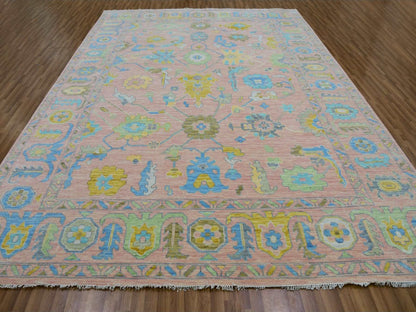 Pink 10'1" x 13'9" Oushak And Peshawar Hand knotted Wool Rug - Sku: O079941