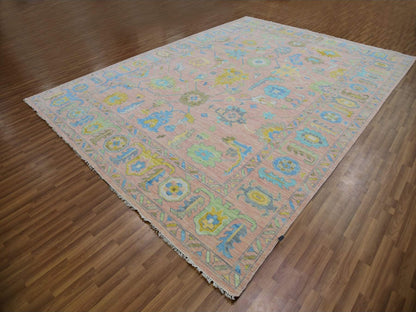 Pink 10'1" x 13'9" Oushak And Peshawar Hand knotted Wool Rug - Sku: O079941