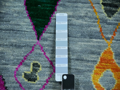 Grey 10'2" x 14'0" Modern / Contemporary Hand knotted Wool Rug - Sku: O079944