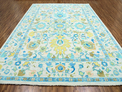 Ivory 10'2" x 14'0" Oushak And Peshawar Hand knotted Wool Rug - Sku: O079947