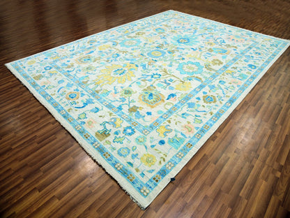 Ivory 10'2" x 14'0" Oushak And Peshawar Hand knotted Wool Rug - Sku: O079947