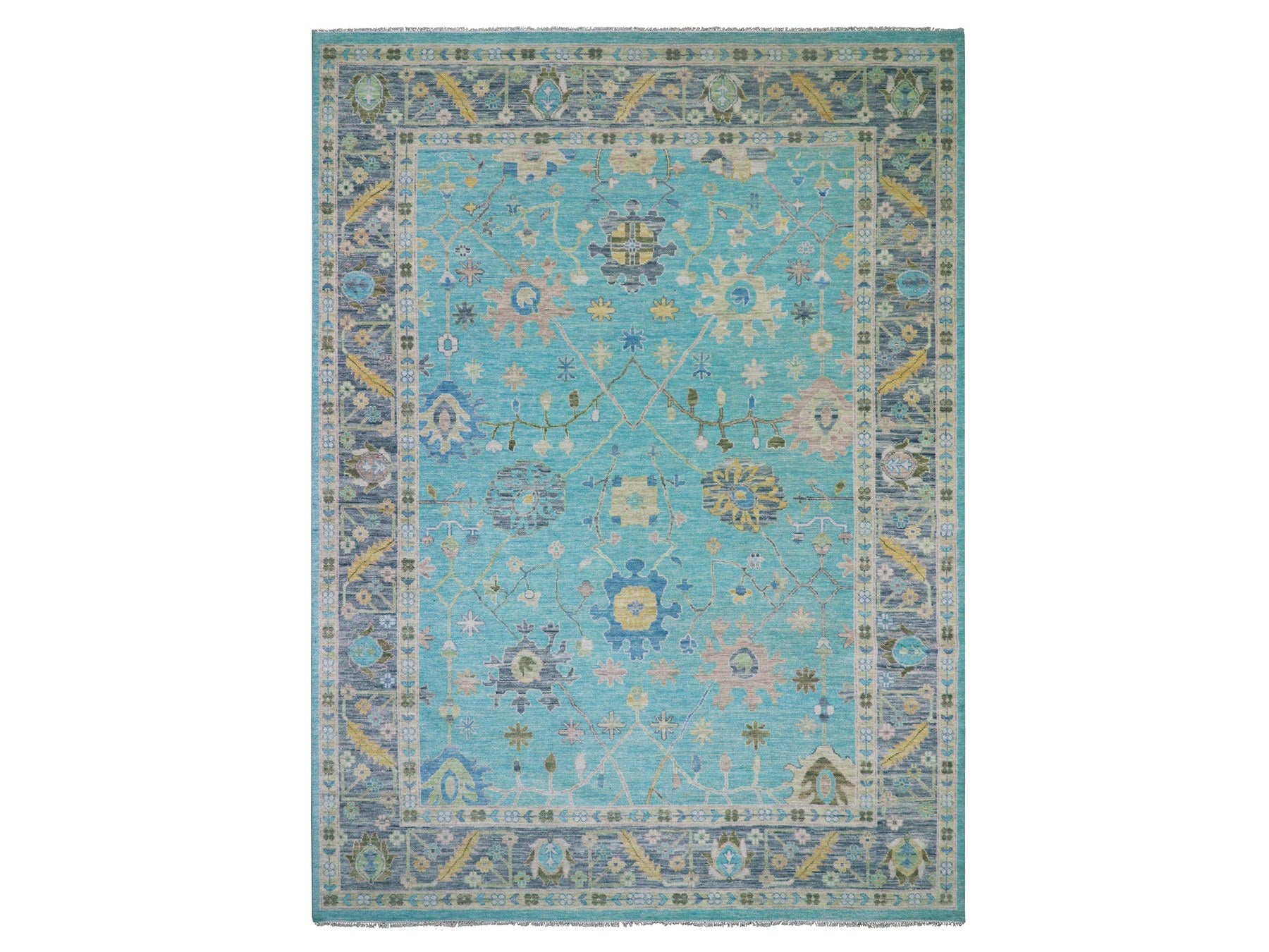 Oushak hand-knotted wool rug in Blue, 10'1" x 13'10", SKU O079953